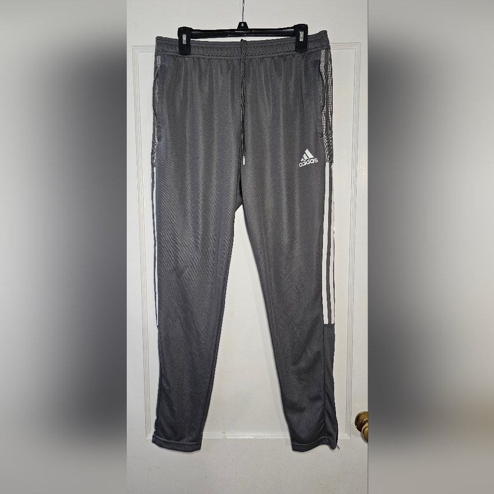 This is a pair of adidas Tiro 21 men's track pants in gray. 